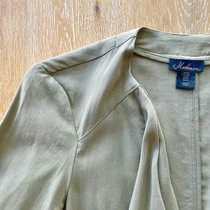 Matteson Olive Green Open Front Waterfall Collar Jacket Coat w/ Pockets Medium